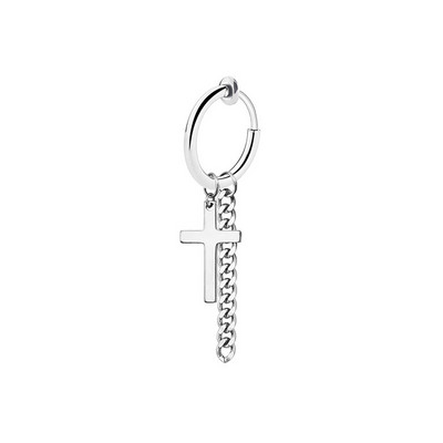 1 tk Trendikas roostevabast terasest ümmargune kõrvaklamber Unisex titaanist terasest läbistamata risti ketiklambriga kõrvarõnga paari tarvikud