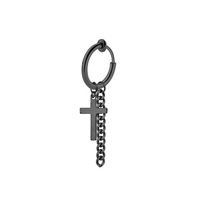 1 tk Trendikas roostevabast terasest ümmargune kõrvaklamber Unisex titaanist terasest läbistamata risti ketiklambriga kõrvarõnga paari tarvikud