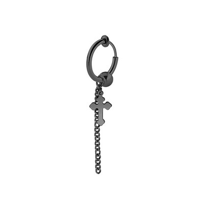 1 tk Trendikas roostevabast terasest ümmargune kõrvaklamber Unisex titaanist terasest läbistamata risti ketiklambriga kõrvarõnga paari tarvikud