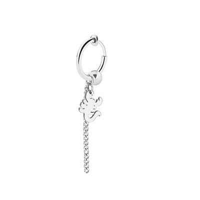 1 tk Trendikas roostevabast terasest ümmargune kõrvaklamber Unisex titaanist terasest läbistamata risti ketiklambriga kõrvarõnga paari tarvikud