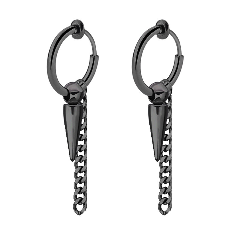 1 tk Trendikas roostevabast terasest ümmargune kõrvaklamber Unisex titaanist terasest läbistamata risti ketiklambriga kõrvarõnga paari tarvikud