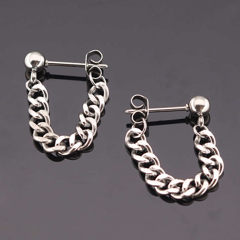 Titāna tērauda ķēdes auskari vīriešiem sievietēm hiphop rock punk modes rotaslietas pīrsings auskars Homme aksesuāri vairumtirdzniecība