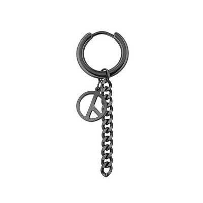 1kom Punk naušnice s lančićima od nehrđajućeg čelika za muške križne privjeske Okrugle crne viseće naušnice Rock nakit Korejski Kpop darovi