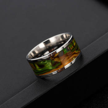 Ανδρικό δαχτυλίδι 10 χιλιοστών φαρδύ Abalone Shell Ευρωπαϊκό και Αμερικάνικο στυλ Μόδας ιδιοσυγκρασίας Δαχτυλίδι υψηλής ποιότητας Κοσμήματα εξατομικευμένου σχεδίου