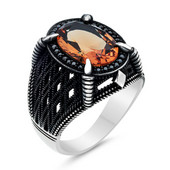 Υλικό χαλκού Ανοιχτό ρυθμιζόμενο δαχτυλίδι Κεχριμπάρι πολύτιμος λίθος Προσωπικότητα Υψηλό κόσμημα Μόδα πολυτέλεια Κατάλληλο για ανδρικά κοσμήματα γάμου