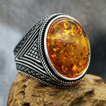 2022 Νέο Ένθετο ανδρικό δαχτυλίδι πολυτελείας κίτρινο πορτοκαλί κρύσταλλο Δαχτυλίδι προσωπικότητας ρετρό κοσμήματα για να παρακολουθήσετε το πάρτι του συμποσίου