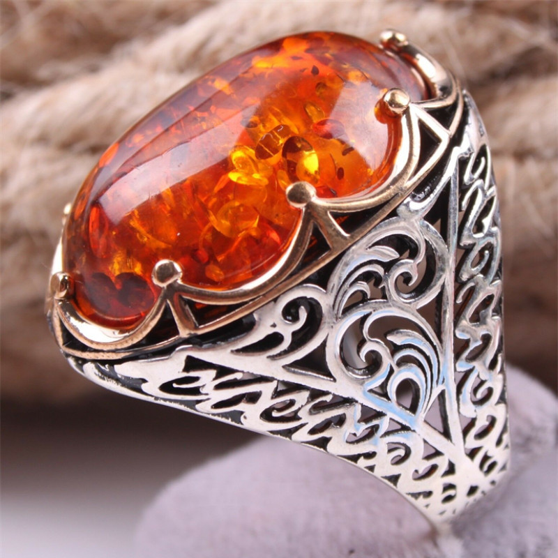 2022 Νέο Amber ανδρικό δαχτυλίδι κοσμήματα συμποσίου κοσμήματα πανκ στυλ Προσωπικότητα Υπερβολική κίτρινη σκάλισμα δαχτυλιδιών Κοσμήματα ιδιοσυγκρασίας υψηλής ποιότητας