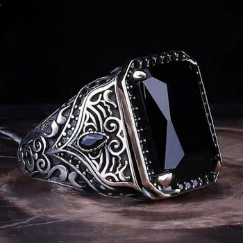 Νέου στυλ ανδρικό δαχτυλίδι με ένθετο μαύρο πολύτιμο λίθο με μοντέρνα κοσμήματα δεξιώσεων