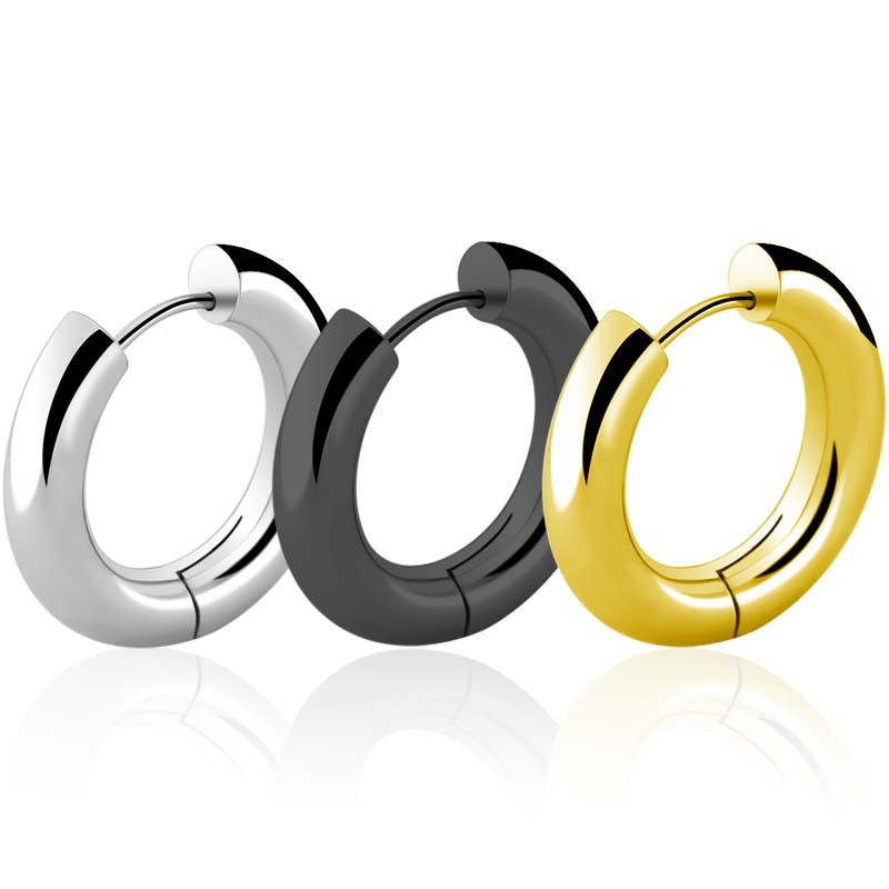 Cercei pentru bărbați Cercei cu cerc grosi din oțel inoxidabil pentru bărbat Cercei rotunde pentru urechi, bijuterii hip hop punk Accesorii pentru cuplu