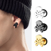 Vīriešu auskari pankroka titāna galvaskausa auskari vīriešiem nerūsējošā tērauda Hiphop metāla auskari rotaslietas ballīšu dāvanas