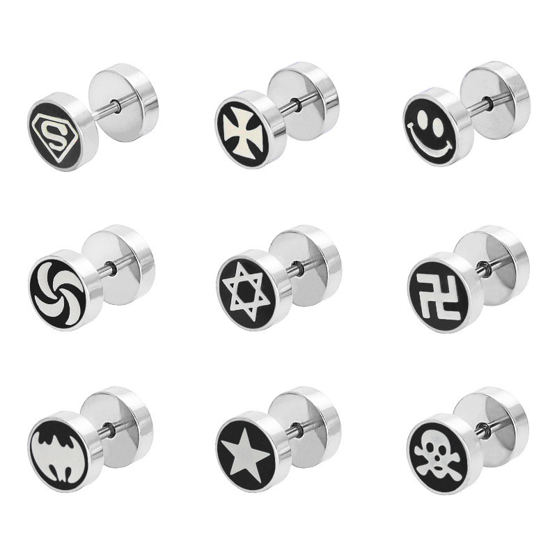 Naušnice s utegom i utegom od nehrđajućeg čelika za muškarce, žene, punk naušnice s gotičkim uzorkom, modni piercing nakit, veleprodaja