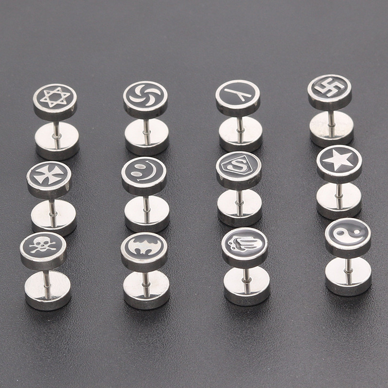 Naušnice s utegom i utegom od nehrđajućeg čelika za muškarce, žene, punk naušnice s gotičkim uzorkom, modni piercing nakit, veleprodaja