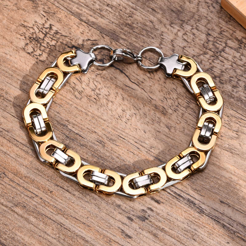 Vīriešu bizantiešu ķēdes aproces, 6,5 mm/8 mm platas nerūsējošā tērauda plakanas bizantiešu ķēdes aproces, ūdensizturīgas