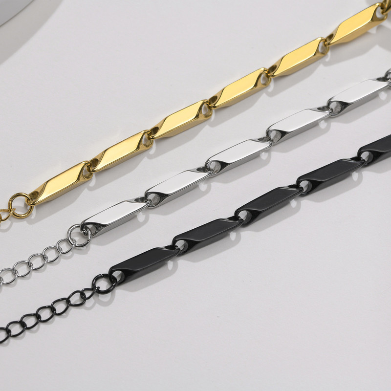 Bar Link Baht Link ķēdes aproce, nerūsējošā tērauda apzeltītas bambusa rokassprādzes, vīriešu rotaslietas, puiša dāvana