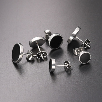 Мъжки обеци Модерни кръгли обеци от титаниева стомана за мъже Черни капкови обеци от неръждаема стомана Двойка Бижута за пиърсинг