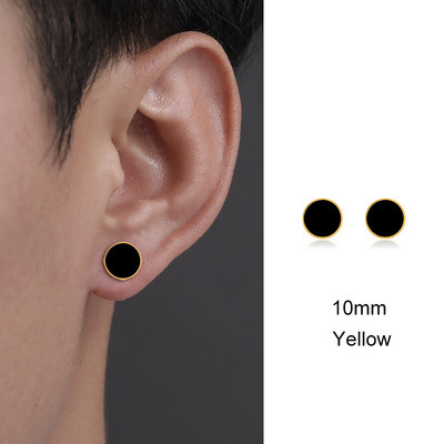 Muške naušnice Trendovske okrugle naušnice od titanijskog čelika za muškarce od nehrđajućeg čelika, crne naušnice s kapanjem Nakit za piercing za par