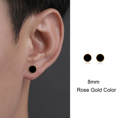 Muške naušnice Trendovske okrugle naušnice od titanijskog čelika za muškarce od nehrđajućeg čelika, crne naušnice s kapanjem Nakit za piercing za par