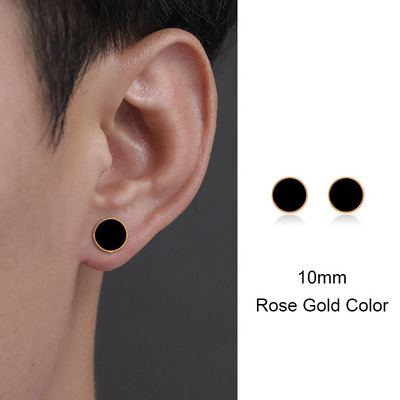 Muške naušnice Trendovske okrugle naušnice od titanijskog čelika za muškarce od nehrđajućeg čelika, crne naušnice s kapanjem Nakit za piercing za par