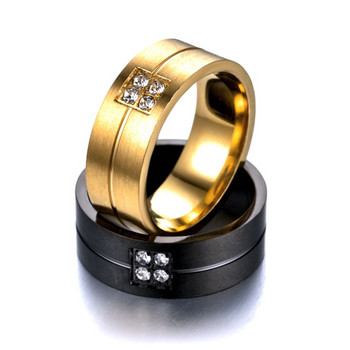 Ανδρικό δαχτυλίδι από ατσάλι τιτανίου από ευρωπαϊκά και αμερικανικά, μαύρο ανοξείδωτο ατσάλι με ένθετο διαμάντι Lovers κοσμήματα ζιργκόν