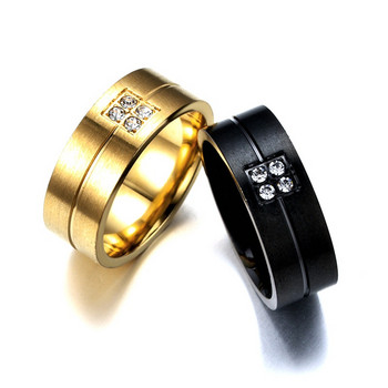 Ανδρικό δαχτυλίδι από ατσάλι τιτανίου από ευρωπαϊκά και αμερικανικά, μαύρο ανοξείδωτο ατσάλι με ένθετο διαμάντι Lovers κοσμήματα ζιργκόν