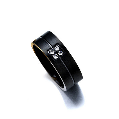 Europos ir Amerikos vyrų titano plieno žiedas juodas nerūdijančio plieno inkrustuotas deimantų mėgėjas cirkonio žiedas didmeninė prekyba juvelyriniais dirbiniais