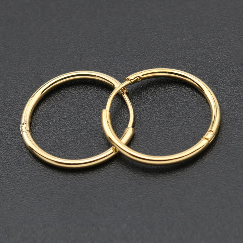 Vienvietīgi 1 gab. Klasiski apļveida nerūsējošā tērauda stīpas auskari sievietēm vīriešiem zelta krāsā mazi apaļi auskari panku pīrsingu rotaslietas