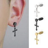 Muške naušnice Korejski titanijski čelični navojni klinovi Naušnice s križnim privjeskom od nehrđajućeg čelika Naušnice s piercingom Punk dodaci za nakit