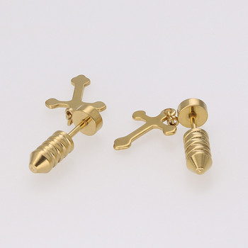 Ανδρικά σκουλαρίκια Κορεατικά σκουλαρίκια από τιτάνιο με βίδες από ανοξείδωτο ατσάλι Κρεμαστό κρεμαστό σταυρό σκουλαρίκια διάτρηση πανκ αξεσουάρ κοσμημάτων