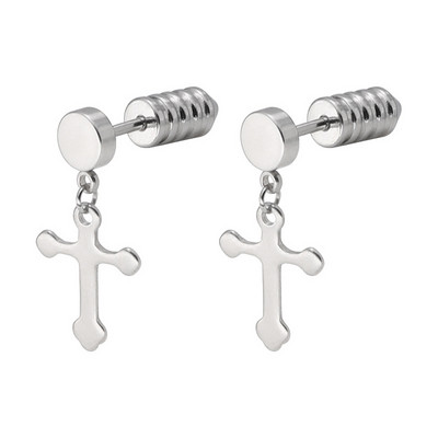 Muške naušnice Korejski titanijski čelični navojni klinovi Naušnice s križnim privjeskom od nehrđajućeg čelika Naušnice s piercingom Punk dodaci za nakit
