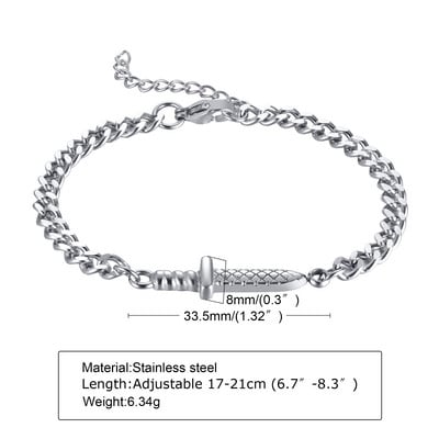 Muška narukvica, narukvice s lančićima s geometrijskim trokutom, srebrni lančić od nehrđajućeg čelika za muškarce, muški nakit, poklon za njega