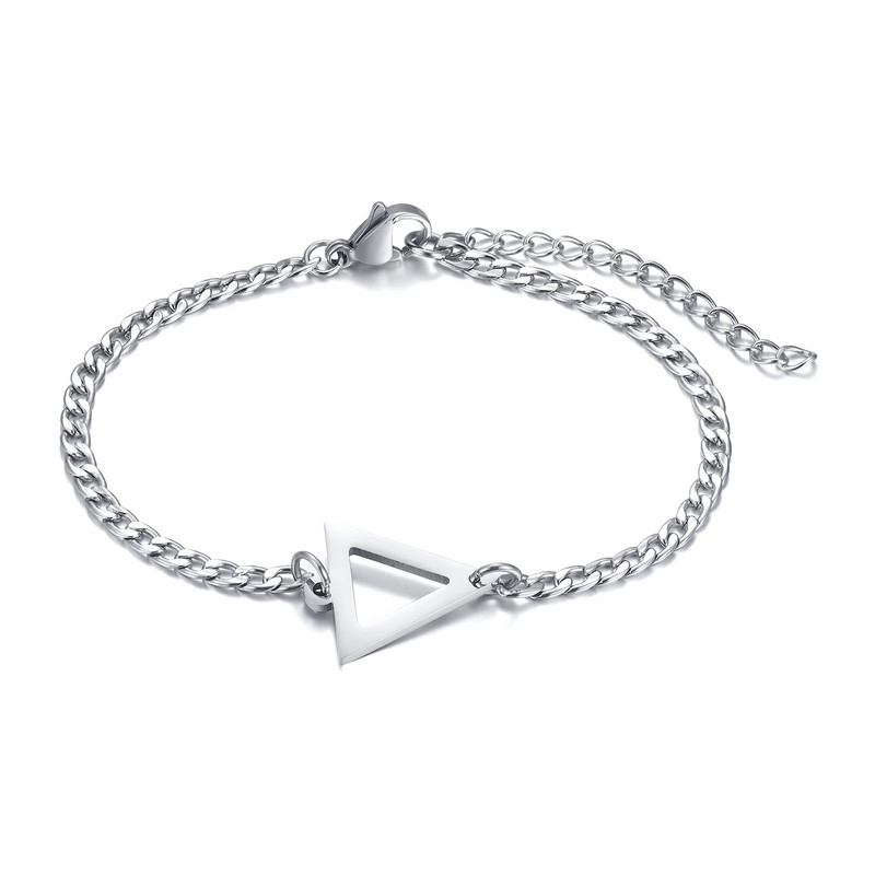 Muška narukvica, narukvice s lančićima s geometrijskim trokutom, srebrni lančić od nehrđajućeg čelika za muškarce, muški nakit, poklon za njega