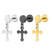 1 tk Trendikad ühe risti ripatsiga ripatsiga kõrvarõngad meestele, naistele, roostevabast terasest hantlitega kõrvaehted, punkroki aksessuaarid