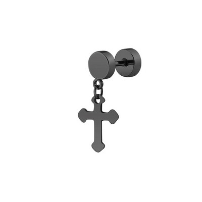 1 tk Trendikad ühe risti ripatsiga ripatsiga kõrvarõngad meestele, naistele, roostevabast terasest hantlitega kõrvaehted, punkroki aksessuaarid