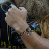 Brățară vikingă cu brățări cu lanț de frânghie a securei vikinge, brățară topor din oțel inoxidabil, bijuterii cu amuletă din mitologia nordică, cadou pentru el