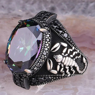 Törökország Black Gem Eagle férfi gyűrű új punk party gyűrű európai és amerikai divatos egyéniség csúcskategóriás üzleti ékszerek