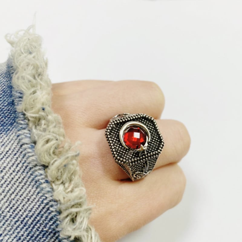 Νέο σετ Gem Star Moon Ring για Ανδρικό Απλό Δαχτυλίδι Εξατομικευμένο Vintage Δαχτυλίδι για Παρουσίαση σε Δεξιό πάρτι