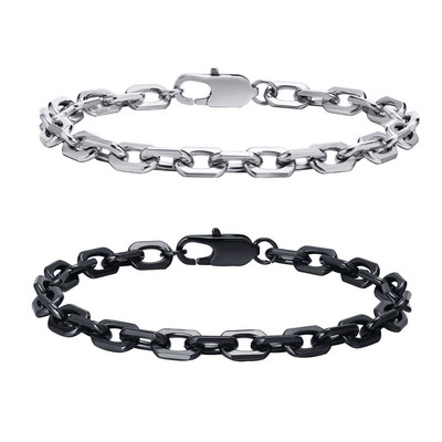 Paprastos 6,5 mm „Belcher“ grandinėlės apyrankės vyrams, papuošalai, vandeniui atspari nerūdijančio plieno kvadratinė geometrinė apyrankė, dovanos jam