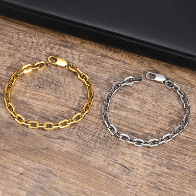 Paprastos 6,5 mm „Belcher“ grandinėlės apyrankės vyrams, papuošalai, vandeniui atspari nerūdijančio plieno kvadratinė geometrinė apyrankė, dovanos jam