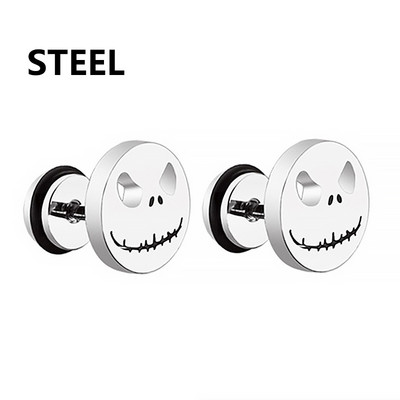 2 бр. Вертикален черен среден пръст от неръждаема стомана нагоре Жени Мъже Cool Rock Geometric Shaped Stud Ear Jewelry Gifts