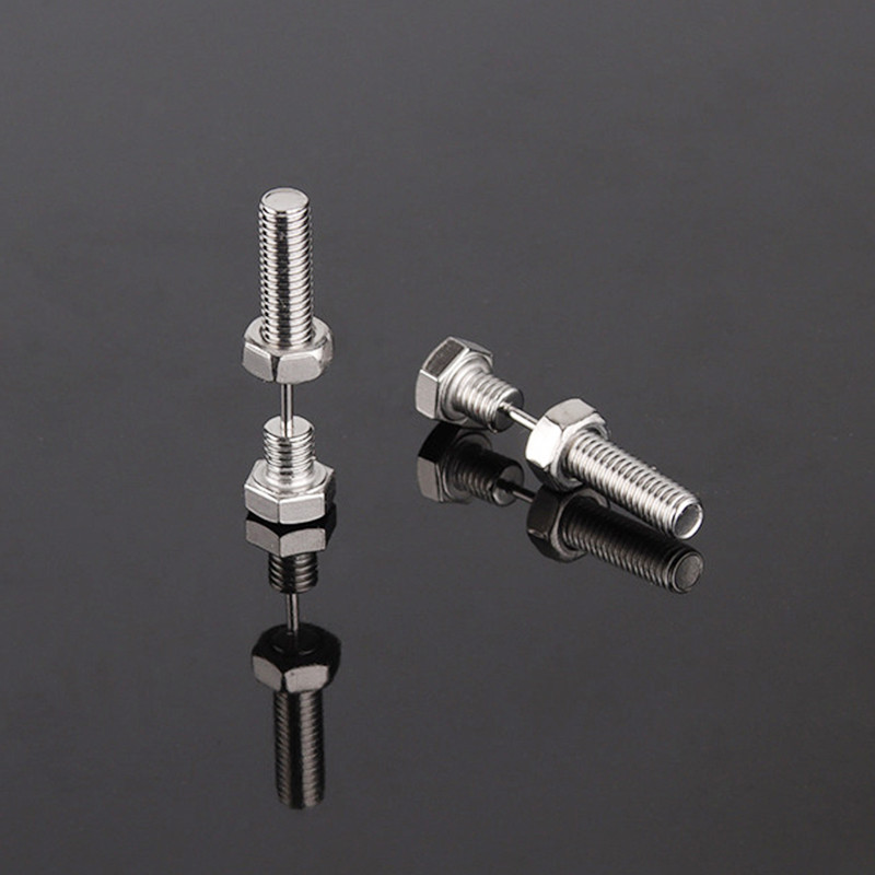 2 бр. Нови готически унисекс пънк рок неръждаема стомана винт за пирон обеци за пиърсинг Новост Бижута за пиърсинг Бижута за рок пиърсинг