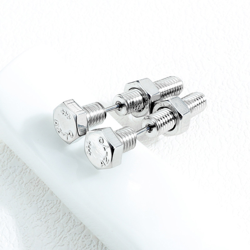 2 бр. Нови готически унисекс пънк рок неръждаема стомана винт за пирон обеци за пиърсинг Новост Бижута за пиърсинг Бижута за рок пиърсинг