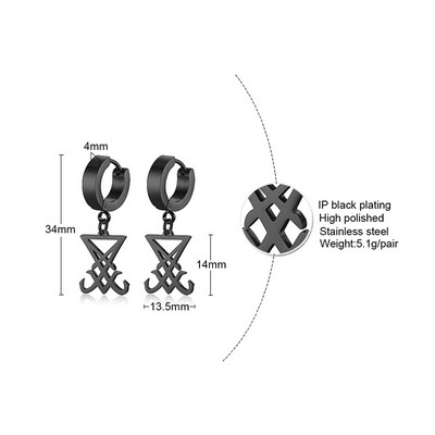 PODESIVA CRNA PLETNICA SA SATANSKIM KRIŽOM OD NEHRĐAJUĆEG ČELIKA LEVIJATANSKI KRIŽ LUCIFEROVA NARUKVICA ZA MUŠKARCE UNISEX NAKIT