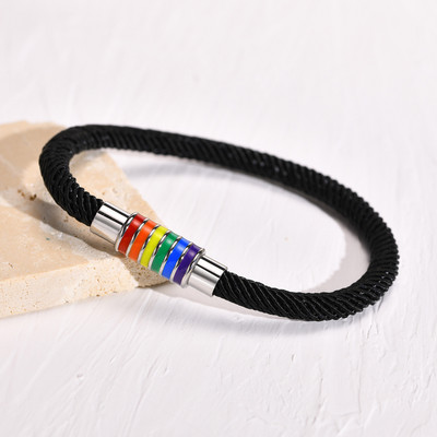 Muške jednostavne, ležerne narukvice s lančićima od pletenog užeta, vodootporne šarene kopče od nehrđajućeg čelika, narukvica s privjescima, poklon nakit