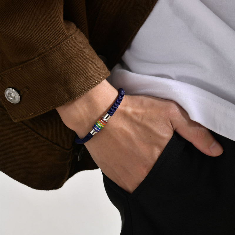 Muške jednostavne, ležerne narukvice s lančićima od pletenog užeta, vodootporne šarene kopče od nehrđajućeg čelika, narukvica s privjescima, poklon nakit