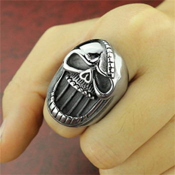 Готин пръстен за отварачка за бутилки за мъже Хип-хоп мъжки метални пръстени с черепи Пръстен с череп с глава на призрак Готически пънк рок Байкър Аксесоари за бижута