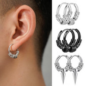 Cercei Homme Cerceu cu cerc din oțel inoxidabil pentru bărbați în stil chinezesc vintage Dragon Dunge Hiphop Rock Accesorii de bijuterii de modă