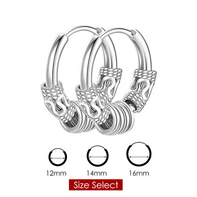 Cercei Homme Cerceu cu cerc din oțel inoxidabil pentru bărbați în stil chinezesc vintage Dragon Dunge Hiphop Rock Accesorii de bijuterii de modă