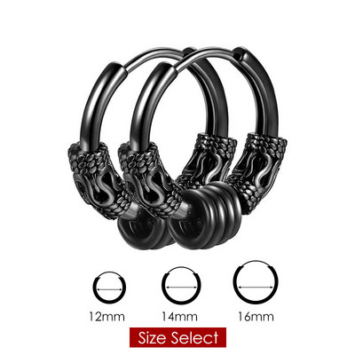 Cercei Homme Cerceu cu cerc din oțel inoxidabil pentru bărbați în stil chinezesc vintage Dragon Dunge Hiphop Rock Accesorii de bijuterii de modă