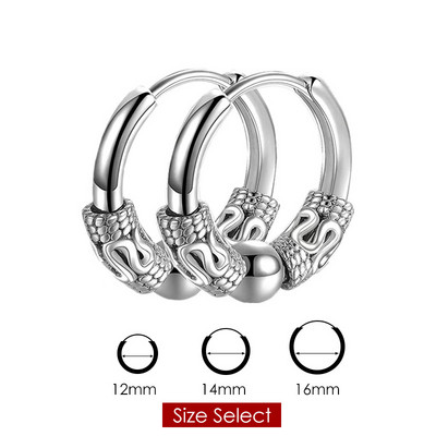 Cercei Homme Cerceu cu cerc din oțel inoxidabil pentru bărbați în stil chinezesc vintage Dragon Dunge Hiphop Rock Accesorii de bijuterii de modă