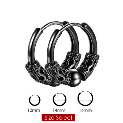 Cercei Homme Cerceu cu cerc din oțel inoxidabil pentru bărbați în stil chinezesc vintage Dragon Dunge Hiphop Rock Accesorii de bijuterii de modă